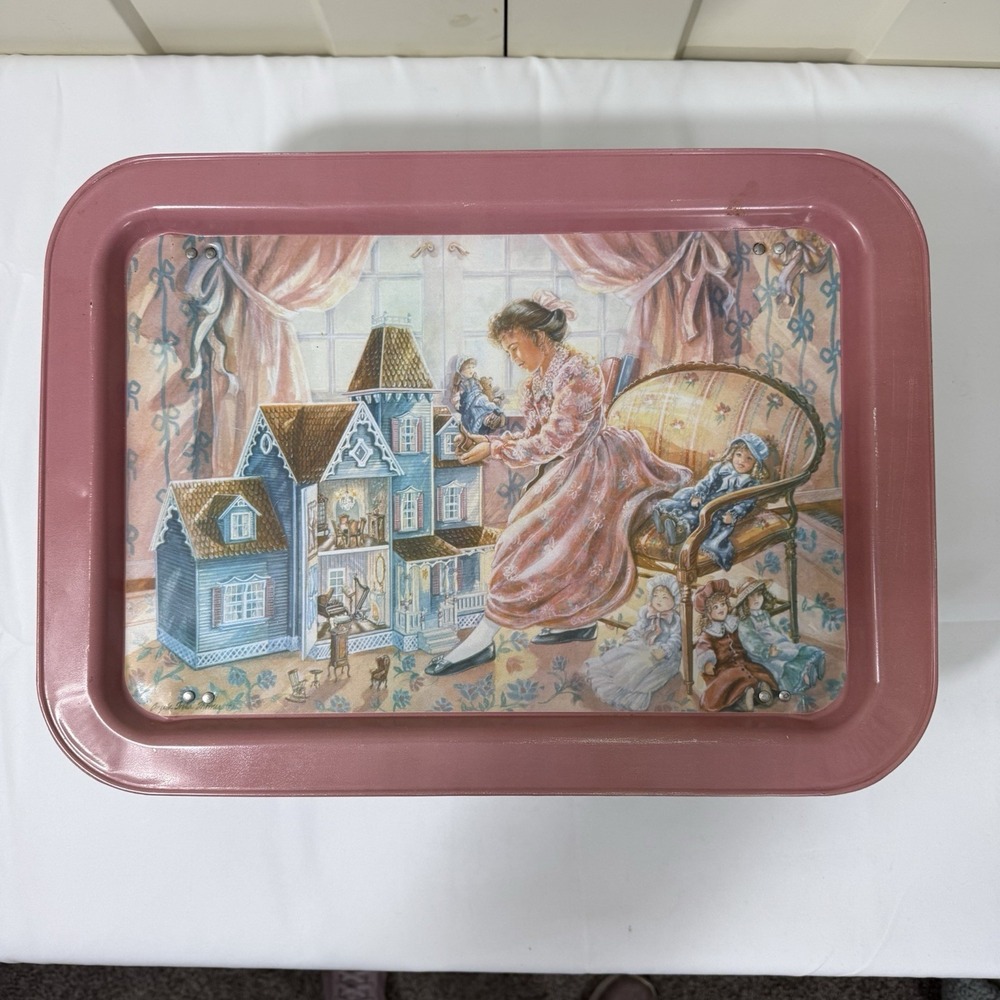Metal Lap Tray Angela Trotta Thomas Art Girl Dollhouse Folding Legs 80's Vintage